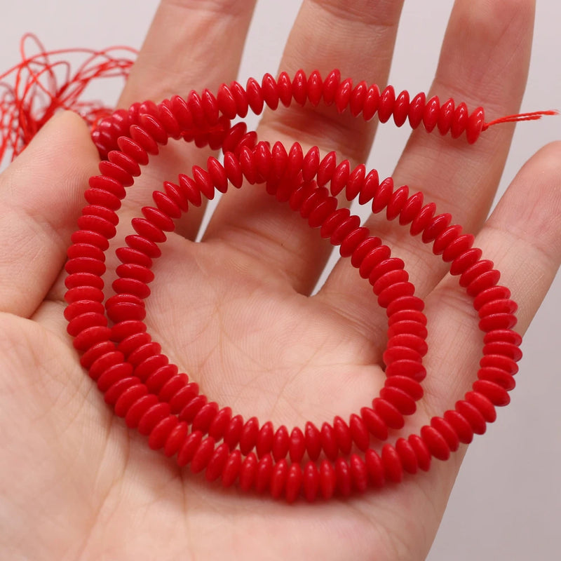 Red Coral Beads Abacus Shape Loose Beaded for DIY Necklace Bracelet