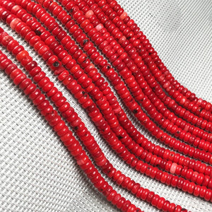 Natural Red Coral Beads 3x5mm Abacus Shape Loose Beads for DIY Bracelet Necklace