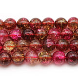 Red Crackle Crystal Quartz Stone Round Loose Beads 6-12 MM