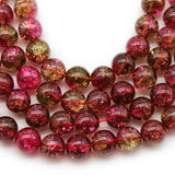 Red Crackle Crystal Quartz Stone Round Loose Beads 6-12 MM