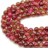 Red Crackle Crystal Quartz Stone Round Loose Beads 6-12 MM