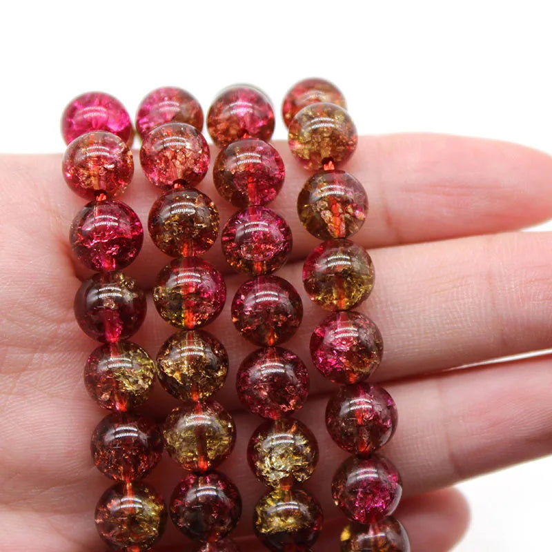 Red Crackle Crystal Quartz Stone Round Loose Beads 6-12 MM