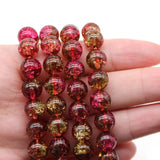 Red Crackle Crystal Quartz Stone Round Loose Beads 6-12 MM