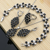 Red Garnet Beads 925 Silver Jewelry Set Women Wedding Bohemian Earring Necklace