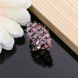 Red Garnet Beads 925 Silver Jewelry Set Women Wedding Bohemian Earring Necklace
