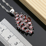 Red Garnet Beads 925 Silver Jewelry Set Women Wedding Bohemian Earring Necklace
