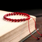Red Garnet Bracelet Round Beads Red Rope DIY Bangle Jewelry Jade