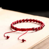 Red Garnet Bracelet Round Beads Red Rope DIY Bangle Jewelry Jade