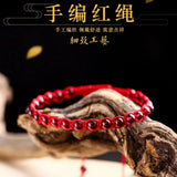 Red Garnet Bracelet Round Beads Red Rope DIY Bangle Jewelry Jade