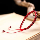 Red Garnet Bracelet Round Beads Red Rope DIY Bangle Jewelry Jade