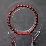 Red Garnet Bracelet Round Beads Red Rope Bangle Jewelry