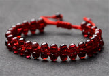 Red Garnet Bracelet Round Beads Red Rope Bangle Jewelry