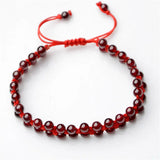 Red Garnet Bracelet Round Beads Red Rope Bangle Jewelry