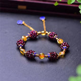 Red Garnet Braided Bracelet with Fishes Charm - Crystal Jewelry