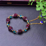 Red Garnet Braided Bracelet with Fishes Charm - Crystal Jewelry