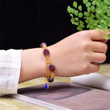Red Garnet Braided Bracelet with Fishes Charm - Crystal Jewelry