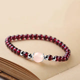 Natural Red Garnet Charm Bracelet 925 Sterling Silver High Jewelry Gift