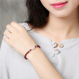 Natural Red Garnet Charm Bracelet 925 Sterling Silver High Jewelry Gift