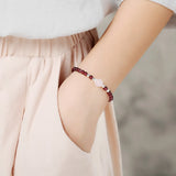 Natural Red Garnet Charm Bracelet 925 Sterling Silver High Jewelry Gift