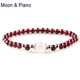Natural Red Garnet Charm Bracelet 925 Sterling Silver High Jewelry Gift