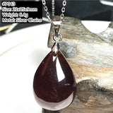 Red Garnet Pendant Necklace Lucky Love Water Drop Stone Silver Crystal AAAAA