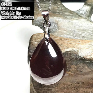 Red Garnet Pendant Necklace Lucky Love Water Drop Stone Silver Crystal AAAAA