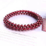 Red Garnet Round Beads Bracelet Bangle 12mm Stone Healing Jewelry