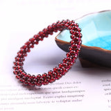 Red Garnet Round Beads Bracelet Bangle 12mm Stone Healing Jewelry