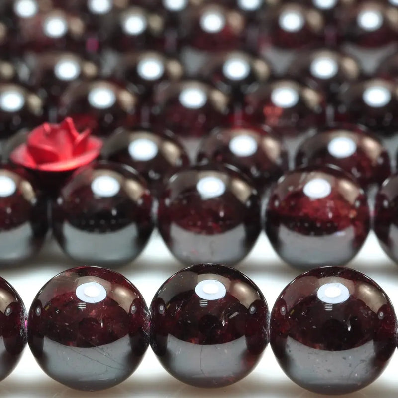 Natural Red Garnet Smooth Round Loose Beads Gemstone Bracelet Necklace