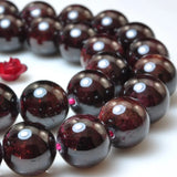 Natural Red Garnet Smooth Round Loose Beads Gemstone Bracelet Necklace