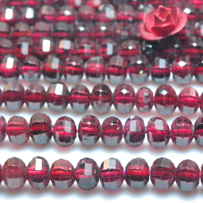 Natural Red Garnet Stone Faceted Rondelle Loose Beads Loose Gemstones