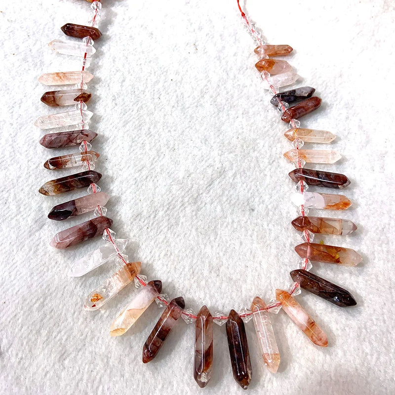 Red Gelatinous Quartz Beads 15'' Crystal Point DIY Loose Beads