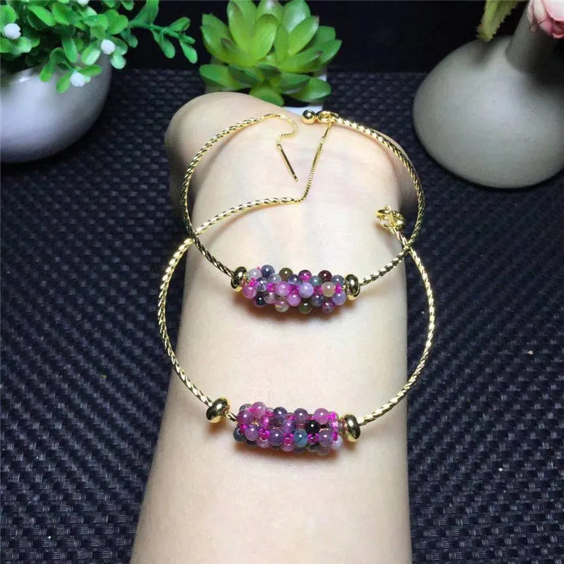 Red Tourmaline Garnet Bracelet Round Beads Crystal Healing Stone