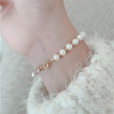Red Gradient Tourmaline Round Beads Bracelet with Pearls