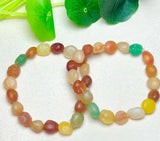 Red Green Agate Crystal Bracelets Rough Quartz Stone Bead Jewelry