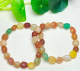 Red Green Agate Crystal Bracelets Rough Quartz Stone Bead Jewelry