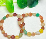 Red Green Agate Crystal Bracelets Rough Quartz Stone Bead Jewelry