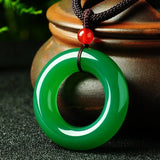 Hand-carved Red Jade Pendant Necklace with Long Sweater Chain