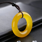 Hand-carved Red Jade Pendant Necklace with Long Sweater Chain