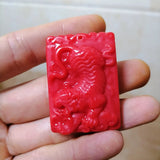 Natural Red Tiger Jade Pendant Zodiac Tiger Necklace Gift