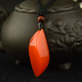 Red Hand-carved Water Drop Jade Pendant Necklace for Men and Women