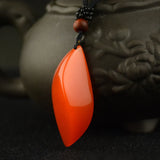 Red Hand-carved Water Drop Jade Pendant Necklace for Men and Women