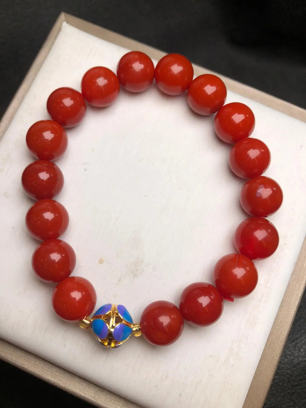 Red Jade Bead Bracelet Healing Gemstone Jewelry