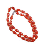 Natural Red Jade Oval Beads Gemstone Necklace Women Jewelry