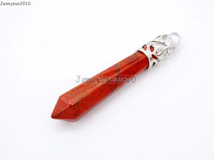 Red Jasper Hexagonal Pointed Pendant Beads Necklace Earrings