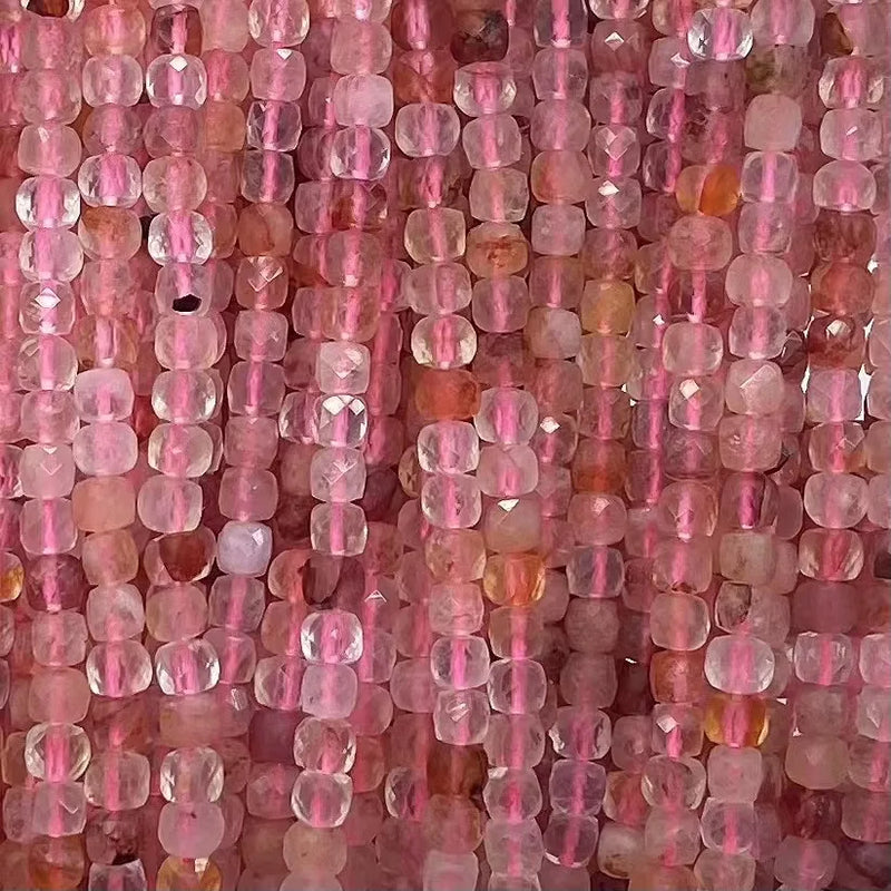 Red Inclusions Crystal Faceted Cube Beads for Jewelry Making