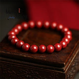 Natural Red Cinnabar Jade Bracelet Jewelry Sets Couple Charms Crystal Bangle