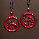 Organic Cinnabar Tiger Pendant Necklace Fengshui Charms