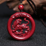 Organic Cinnabar Tiger Pendant Necklace Fengshui Charms