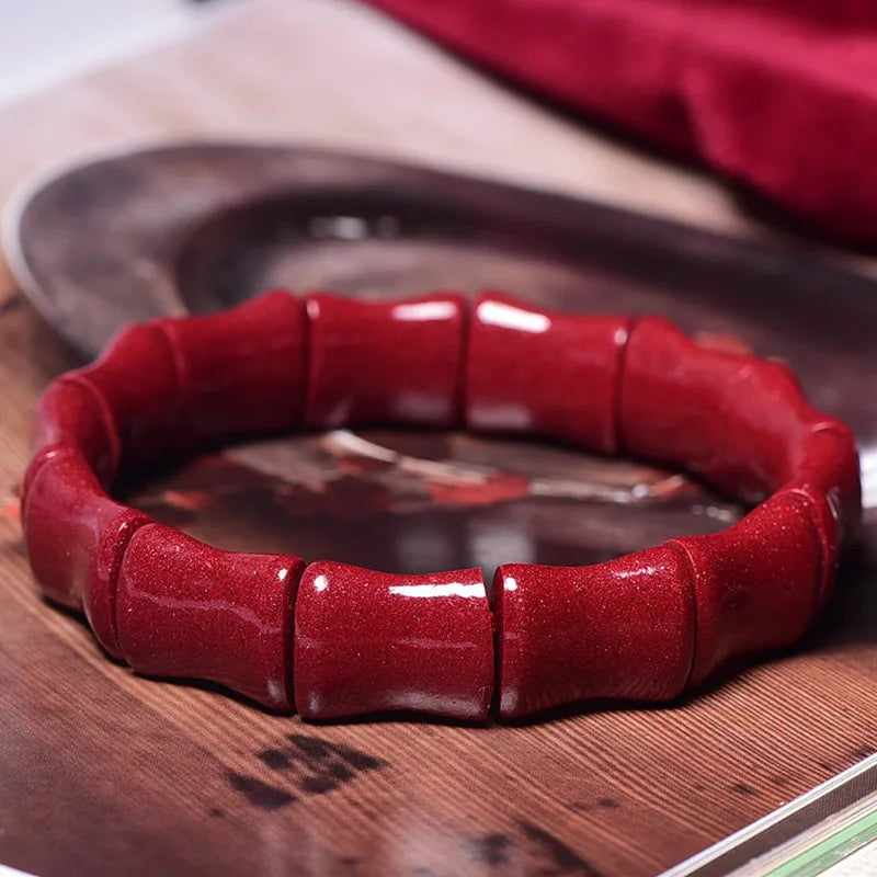 Organic Cinnabar Jades Bracelet Healing Gemstone Fine Jewelry